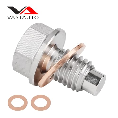 M12 x 1.75 Magnetic Oil Drain Pan Plug,Magnetic Stainless Steel Oil Drain Plug Nut Bolt,with 3 PCS Copper Crush Washer Anti Leakage,Universal Leak-proof Replacement,Fits Most Cars,Motorcycles, Boats