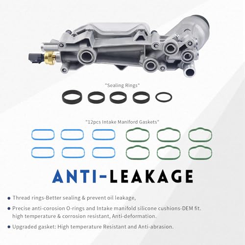 Upgraded Aluminum Engine Oil Filter Housing Kit with 3.6 Oil Cooler Adapter for 2011-2025 Dodge Charger Caravan Challenger Journey Jeep Grand Cherokee Chrysler 200 300 Town Country ram