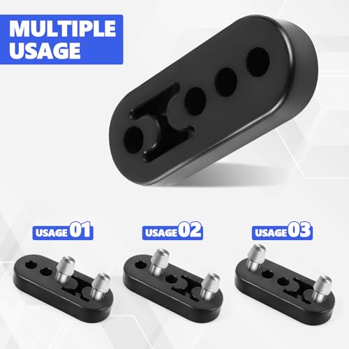 Wuyaoyao 4PCS Car Rubber Exhaust Hanger, 0.47" 4 Holes Adjustable Muffler Hanger, Exhaust Insulator Bushing Shock Absorber Bracket, Universal High-Density Tailpipe Damping Hanger