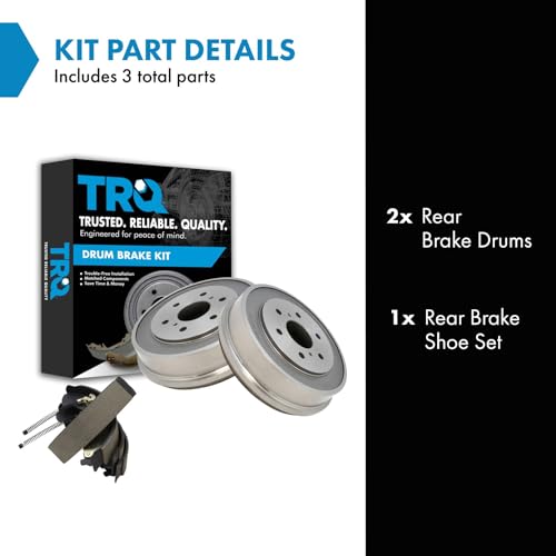 TRQ Rear Brake Drum and Shoe Kit for Chevrolet GMC