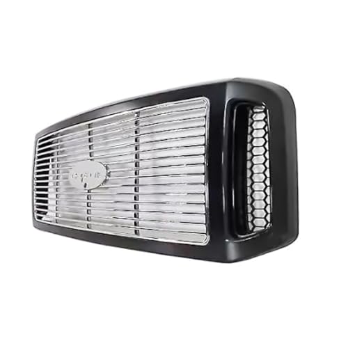 Chrome Insert Grille Assembly With Billet Black Shell Heavy Duty Fits for Ford 2005-2007 F-250 F-350 F-450 Plastic Replaces FO1200458