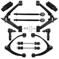 KUIPERAUTO 12PCS Front Suspension Upper Lower Control Arms Compatible With 2007-2013 Chevy Silverado Avalanche Suburban GMC Sierra 1500 Yukon Cadillac Escalade