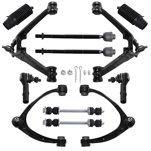 KUIPERAUTO 12PCS Front Suspension Upper Lower Control Arms Compatible With 2007-2013 Chevy Silverado Avalanche Suburban GMC Sierra 1500 Yukon Cadillac Escalade