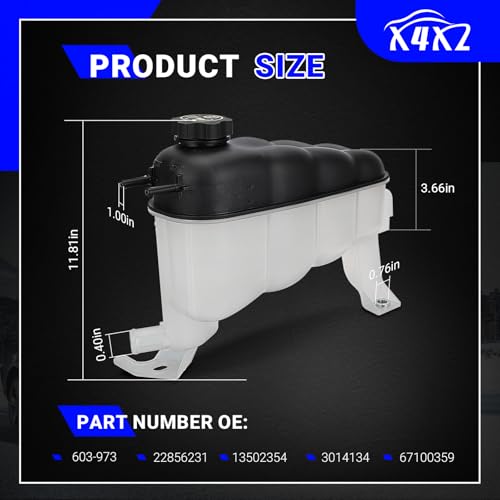 603-973 Coolant Overflow Reservoir Tank with Cap For Chevy Silverado 1500,Tahoe,Suburban/GMC Sierra 1500,Yukon,Yukon XL/Cadillac Escalade Replace# 22856231, 3014134
