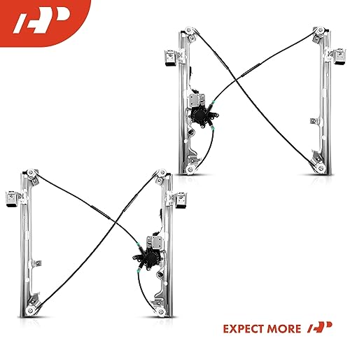 A-Premium Front Driver and Passenger Power Window Regulator w/Motor Compatible with 2000-2006 Chevy Silverado, Tahoe, Suburban, Avalanche, Cadillac Escalade, GMC Yukon, Sierra Set of 2