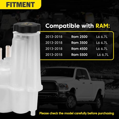 603-839 Coolant Reservoir Tank with Sensor & Cap Compatible with 2013-2018 Ram 2500 3500 4500 5500 L6 6.7L Engine Replaces# 68166475AC 68096261AA 68166475AB