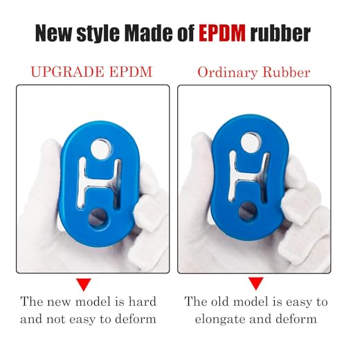 Exhaust Hangers Upgrade EPDM(More Durable than Rubber) Muffler Bushing Insulator Shock Absorbent Mount Bracket 2 Hole 12mm (73mm x 47mm x 21mm) Universal Fit - 4PCS (Blue)