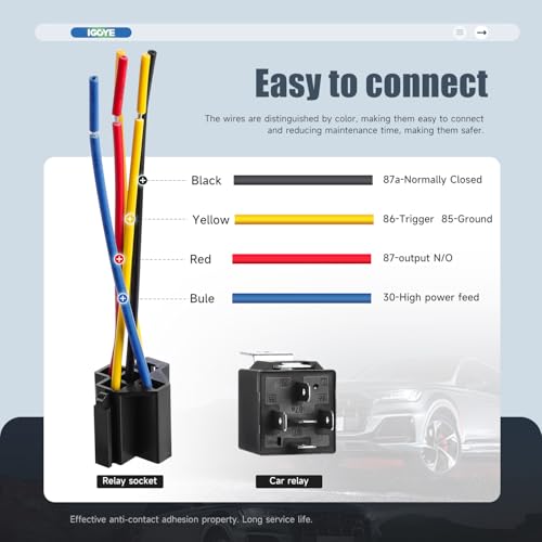 IGOYE 2PCS Car Relays 12V 30/40AMP 5 Pin Multi-Purpose Relay Heavy Duty Relay for Automotive, Boat, Truck, Motorcycle(Pack of 2)