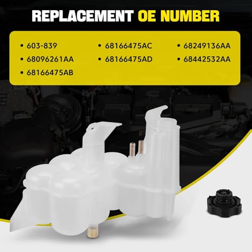603-839 Coolant Reservoir Tank with Sensor & Cap Compatible with 2013-2018 Ram 2500 3500 4500 5500 L6 6.7L Engine Replaces# 68166475AC 68096261AA 68166475AB