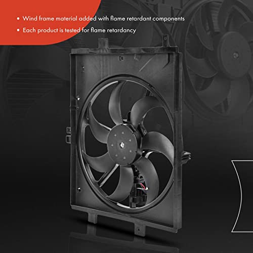A-Premium Engine Radiator Cooling Fan Assembly Compatible with Select Nissan Models - Versa 2012-2019, Versa Note 2014-2019 - Automatic CVT Transmission, Replace# 214819KK0A, 214813AB3A
