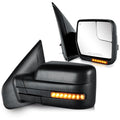 SIZIOM Side Mirrors for 2004-2014 Ford F-150 with Dynamic Turn Signal Puddle Light Heated Power Glass Manual Folding Tow Mirrors- Pair