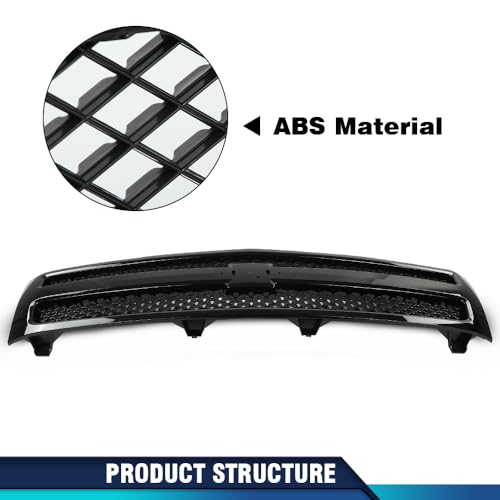 PIT66 Front Grille Fit Chevy Silverado 1500 2007-2013, Textured Black Grill