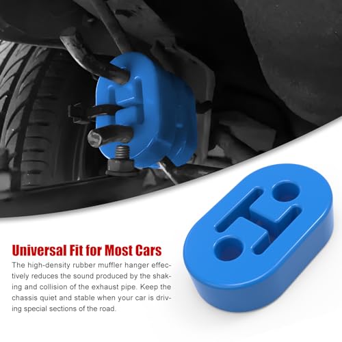 Exhaust Hangers Upgrade EPDM(More Durable than Rubber) Muffler Bushing Insulator Shock Absorbent Mount Bracket 2 Hole 12mm (73mm x 47mm x 21mm) Universal Fit - 4PCS (Blue)