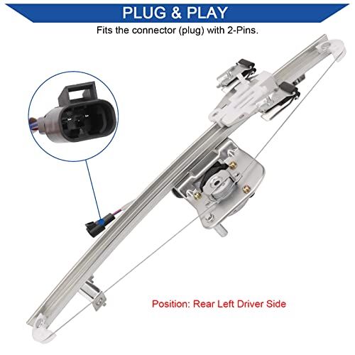Obaee 741-388 Rear Driver Side Power Window Lift Regulator with Motor Compatible with 2007-2013 Chevy Silverado GMC Sierra 1500 2500HD 3500HD Extended Cab Pickup