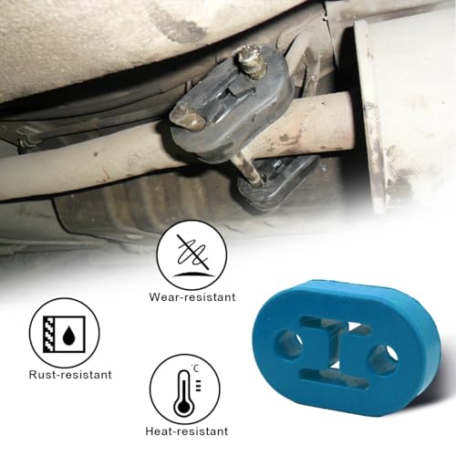 Car Exhaust Hanger, 4PCS Rubber Insulator Bushing Mount, 2 Holes 0.47 Inch (12mm), High-Density Tailpipe Damping Hanger,Auto Muffler Shock Absorbent Bracket Mount,Universal Fit (Blue)