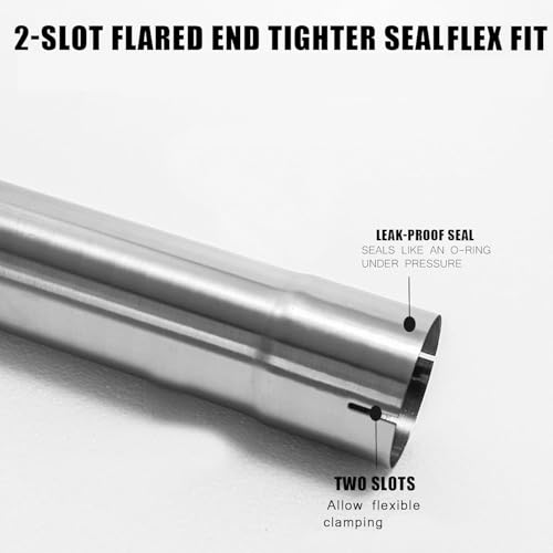 3 Inch Exhaust Pipe, T304 Stainless Steel (SS Tubo), Flared & Slotted End, Polished Finish, 17.3” Length, 3” OD-to-ID Adapter, Thickened Wall Straight Tubing for Car Truck Exhaust System