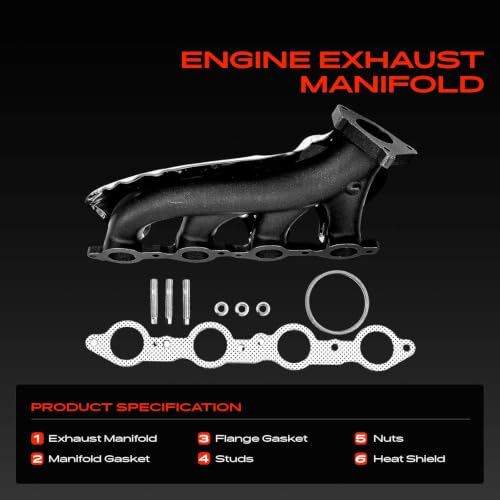 A-Premium Left Side Exhaust Manifold Kit W/Gasket & Studs & Nuts Fit for Chevy, GMC & Cadillac -Silverado 1500 2500, Express, Suburban, Tahoe, Savana, Sierra, Escalade, Replaces 12556078 12562235