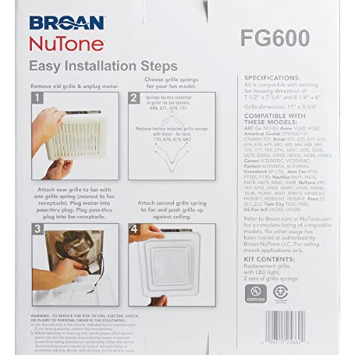 Broan-NuTone FG600 Grille Upgrade, White