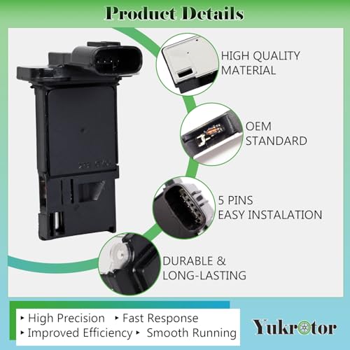 Yukrotor Mass Air Flow Sensor MAF Sensor 22204-75030 Compatible with Toyota 4Runner Corolla Land Cruiser Prius Sequoia Tacoma Tundra Lexus GX460 GX470 Replaces OE# 22204-0F030