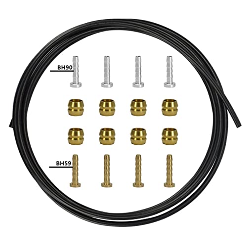 CYSKY Bike Hydraulic Brake Hose Kit 2500mm for Shimano BH59 BH90 Sram Avid System, Included 8 Bike Brake Olive and 8 Brass Connecting Insert (Black)