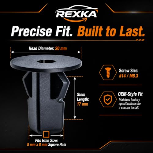 Rexka 51pcs Fender Liner Wheelhouse Liner Mud Guard Nylon Screw Grommet Nut Retainer for Toyota Lexus 90189-06013 Camry Corolla Highlander Tundra Tacoma Sequoia - Multipurpose Auto Trim Body Remover
