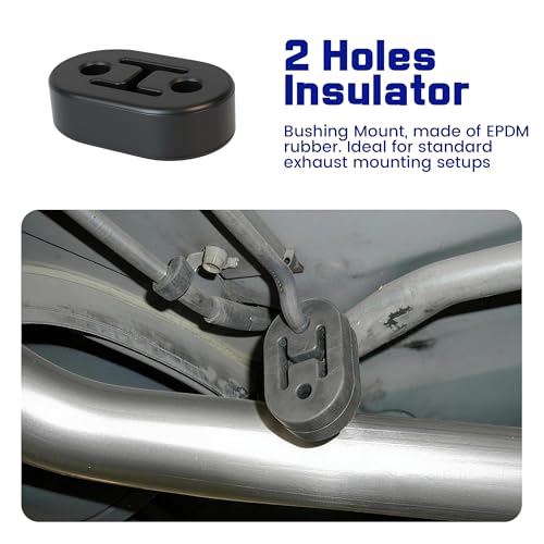 VOURTM 16PCS Rubber Exhaust Hanger Kit with 2 Hole & 4 Hole, Heavy Duty Exhaust Insulator Mounts, 0.47" Hole Diameter, 90° 7.6" & Straight 10" Muffler Hanger Rod Set for Automotive Replacement