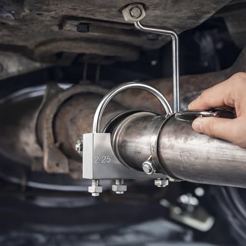 Datanly 2 Pcs 2.25 Inch Universal Exhaust Clamp with Hanger, Made of Heavy-Duty Clamp with Rear Muffler Hanger Exhaust Pipe for Cars, Trucks Pipes