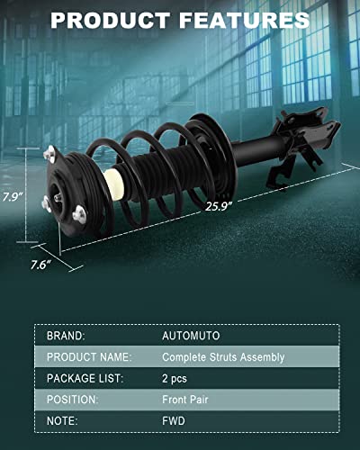 AUTOMUTO Strut Spring Assembly Front Pair Shock Absorber for 2007-2012 for Nissan Sentra
