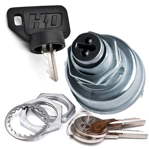 HD Switch Ignition Switch fits John Deere Gator 4x2 4x4 6x4 SR95 Military CS CX TH TS TX RSX XUV RSX850i RSX860i XUV620i XUV625i XUV825i XUV850D - Sport Turf E-Gator HPX - 3 Keys & Free Carabiner