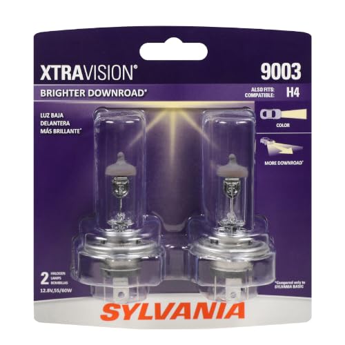 SYLVANIA - 9003 XtraVision - High Performance Halogen Headlight Bulb, High Beam, Low Beam and Fog Replacement Bulb (Contains 2 Bulbs)