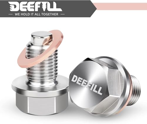 DEEFILL 1/2"x20 Stainless Steel Magnetic Engine Oil Drain Plug Fit For Buick Chevrolet Chrysler Ford Dodge GMC Select Models
