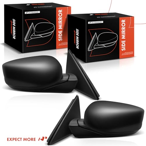 A-Premium Pair (2) Driver and Passenger Side Power Door Mirror - Compatible with Honda Accord 2008 2009 2010 2011 2012 - Heated Manual Folding Black Outside Rear View Mirror - Replace# 76258TA5A11