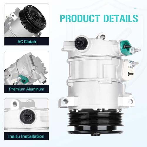 Air Conditioning A/C Compressor with Clutch Fits for Chrysler 200 2.4L 2011-2014, Sebring 2.4L 2007-2010, for Dodge Avenger 2.4 2008-2014, Journey 2.4 2009-2020, CO 11267C, Without Rear A/C