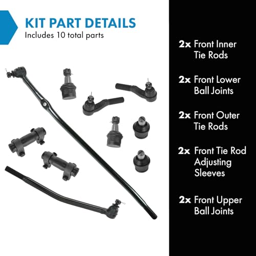 TRQ Upper Lower Ball Joint Inner Outer Tie Rod Adjusting Sleeve Set for E250 E350
