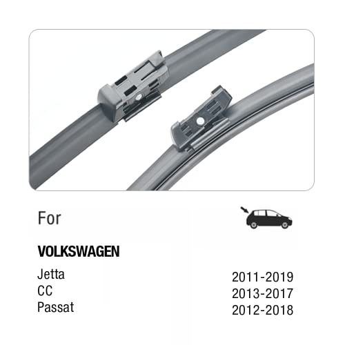 5 PLUS Custom-Fit Wipers For 2011-2023 VW Jetta Wiper Blades,24"+19"-2 PACK