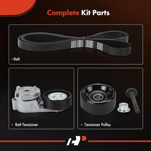 A-Premium Engine Serpentine Belt Drive Kit Compatible with Jeep Cars - WJ Series Grand Cherokee 1999-2004, TJ Series Wrangler 2000-2006 - 4.0L