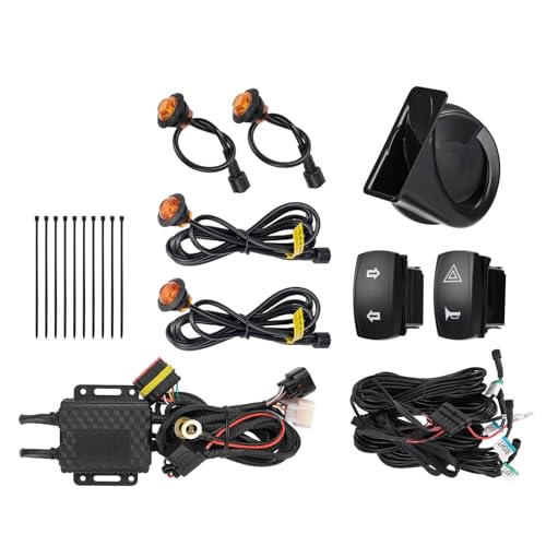KEMIMOTO UTV Turn Signal Kit with 110D Horn, Plug and Play UTV ATV Blinker with Rocker Switch, Universal Street Legal Kit Compatible with Polaris, Can-Am, Kawasaki (Without License Plate Holder)