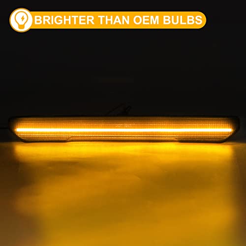 R&F Auto 4PCS Amber Smoked Lens LED Side Marker Lights Replacement for Sierra 2500HD 3500HD 2020-2026 Pickup Truck Amber Front Rear Fender Side Markers Driver Passenger Sides Lamps