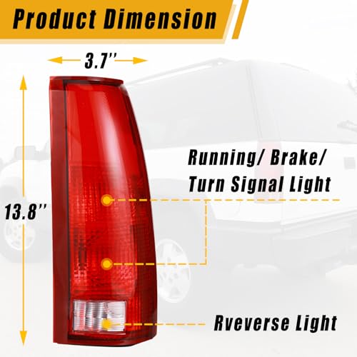 Boine Tail Light Compatible With 1988-1999 Chevy/GMC Silverado Sierra C/K 1500 2500 3500 Suburban Tahoe Blazer Yukon Cadillac Escalade Driver and Passenger Side Rear Light Brake Lamps Housing