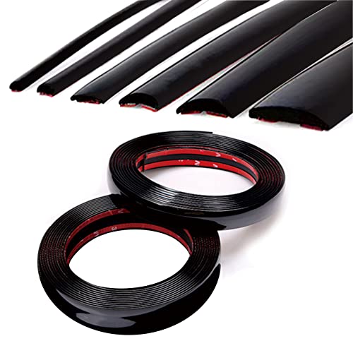 Glossy Black Car Exterior and Interior Molding Trim Universal Bumper Window Door Body Side and Household Furniture Surfaces Decorative Strip Scratch-Proof (Width: 5/16inch (8mm), Length: 8Ft)