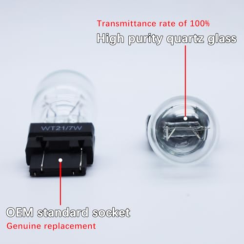 FAXCARS WT21/7W WT21W/7W OEM Standard Halogen Replacement Rear Tail Brake Turn Signal Light Bulb 12V WT21 21W Long Life, Pack of 2