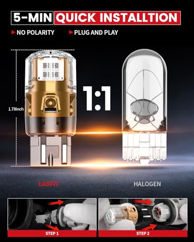 LASFIT 7443 LED Brake Tail Light Bulb, Super Bright 7444NA 7443R 7444 7440 7440A for Stop Parking Lights, W21W WY21W 992, Not for Trucks, Red (2pcs)