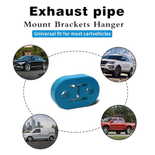 Car Exhaust Hanger, 4PCS Rubber Insulator Bushing Mount, 2 Holes 0.47 Inch (12mm), High-Density Tailpipe Damping Hanger,Auto Muffler Shock Absorbent Bracket Mount,Universal Fit (Blue)