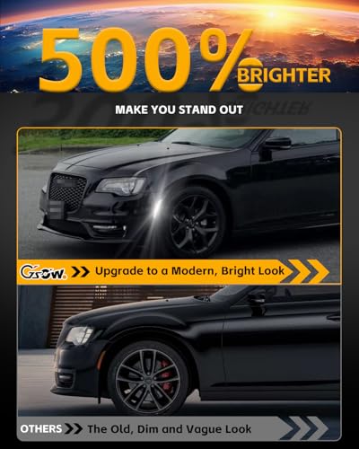 GSOWO 4 PCS LED Side Marker Light Kits for Chrysler 300 2015-2024, Full LED Strip White Front Rear Bumper Light, Smoked Lens Fender Sidemarker Lamps, OEM Replacement