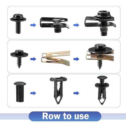 Fiknonk 100 PCS Car Body Fasteners Assortment Kit, Bumper Fender Splash Guard Screws Bolts U-Nuts, Universal for Most Cars, Trucks, SUVs (Black)
