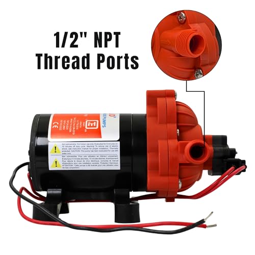 SEAFLO 33 series RV Water Pump - 12V, 3.0 GPM 45 PSI Diaphragm Pump, Self Priming On Demand Fresh Water Pump for RV Camper Boat Marine, Self Priming Pressure Pump, NSF UL 4-Year Warranty