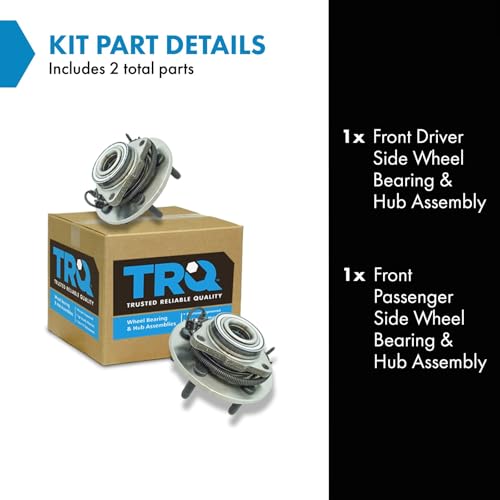 TRQ Front Left and Right Wheel Bearing and Hub Assembly 2 Piece Set Compatible with 2012-2018 Dodge Ram 1500 2019-2022 Ram 1500 Classic