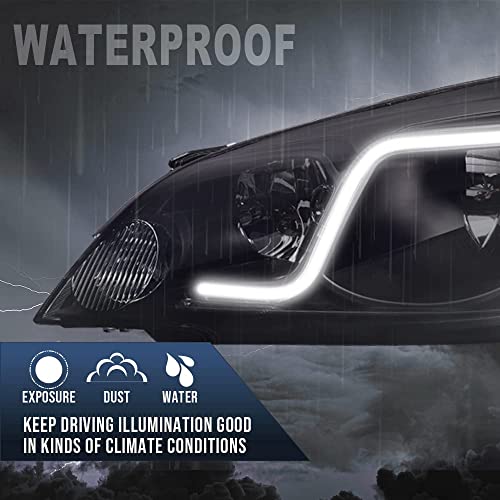 CNNELL LED Headlights Assembly Compatible with Chevy Impala 2006 2007 2008 2009 2010 2011 2012 2013, Compatible with Chevy Impala Limited 2014 2015 2016 2pc(B Smoky lens Black Housing Clear Reflector)
