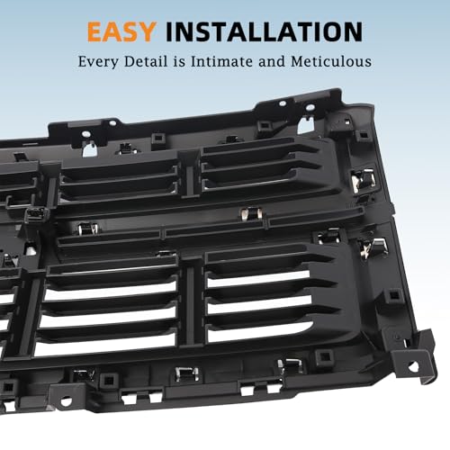 KARPAL Front Upper Grille Assembly W/Chrome Surround Frame Compatible with 2014 2015 Chevrolet Silverado 1500, Replacement 23259621 GM1200714