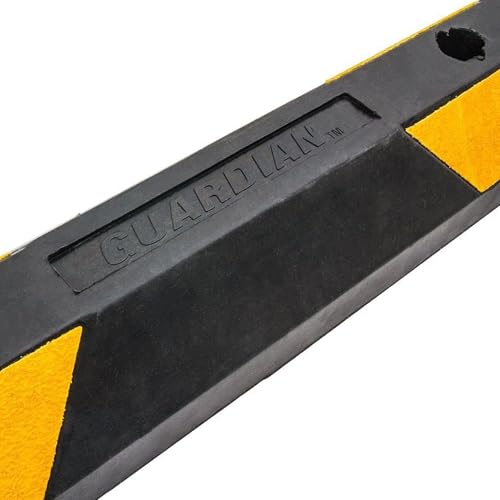 Guardian Parking Stop, Rubber Stopper and Curb with Mounting Holes, 6 Ft, Black/Yellow - Highly Visible Accessory for Car and Passenger Safety - Ideal for Job Sites, Driveways, and Garages